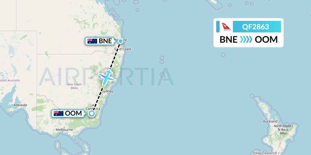 QF2863 Qantas Flight Map: Brisbane to Cooma