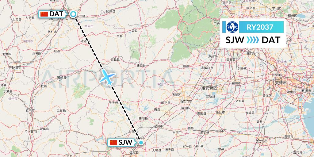 RY2037 Jiangxi Air Flight Map: Shijiazhuang to Datong