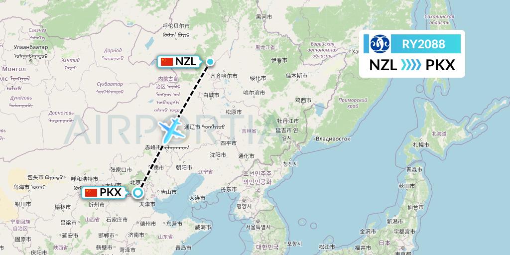 RY2088 Jiangxi Air Flight Map: Changchun to Beijing