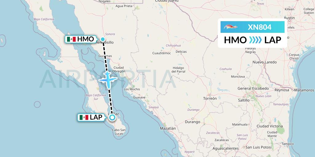 XN804 Express Air Flight Map: Hermosillo to La Paz