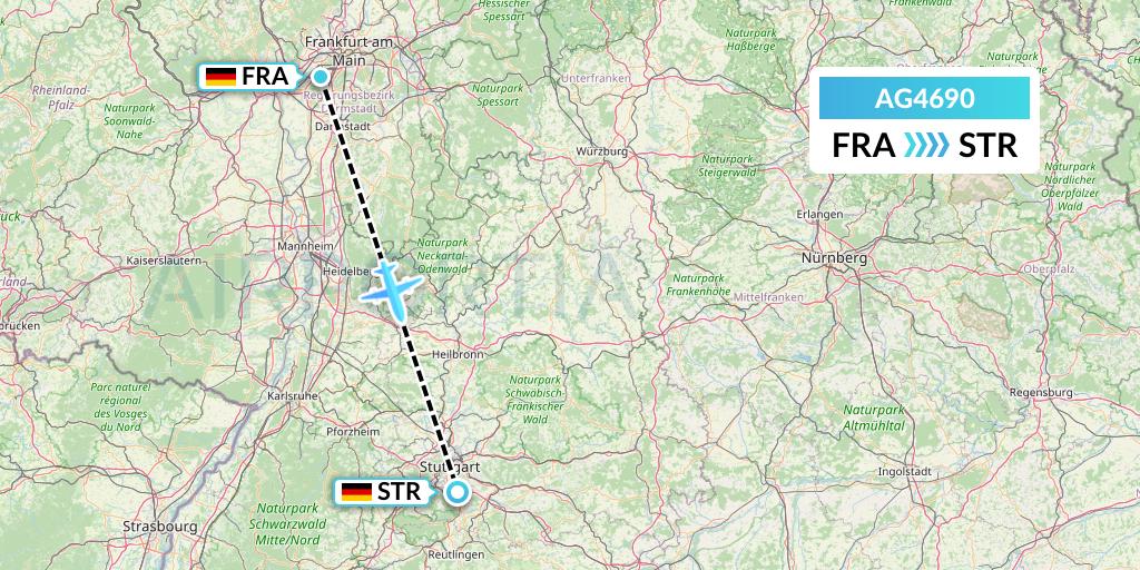 AG4690 Aruba Airlines Flight Map: Frankfurt to Stuttgart