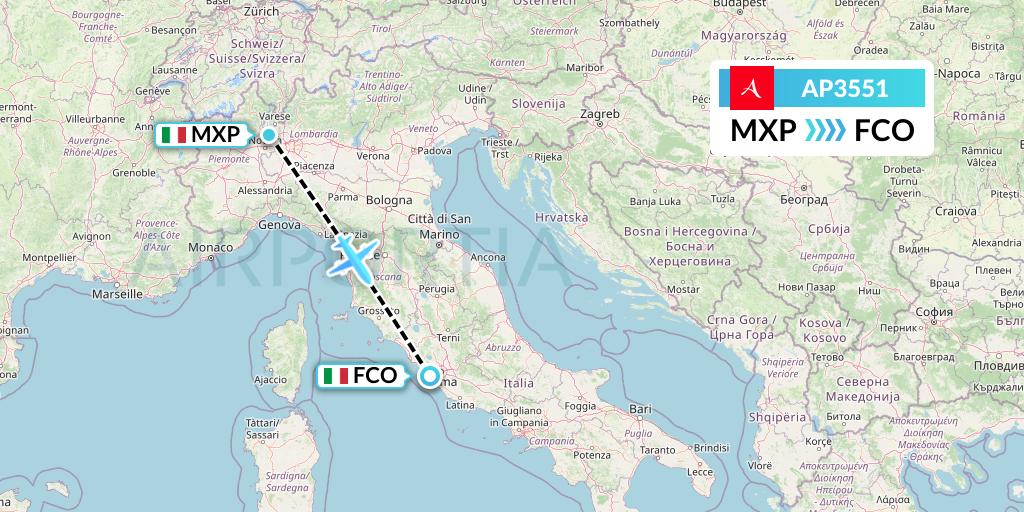 AP3551 AlbaStar Flight Map: Milan to Rome