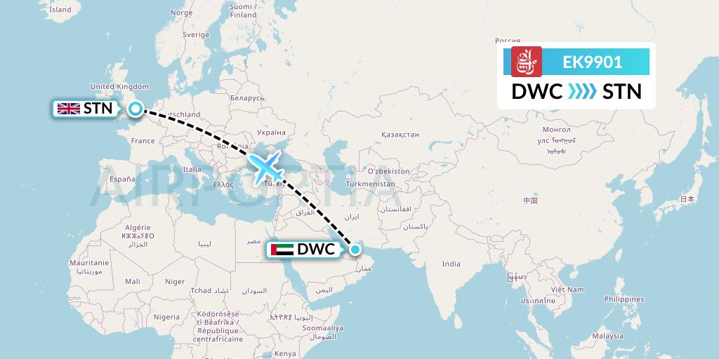 EK9901 Emirates Flight Map: Dubai to London