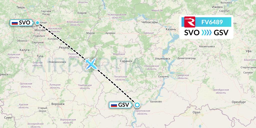 FV6489 Rossiya Flight Map: Moscow to Saratov