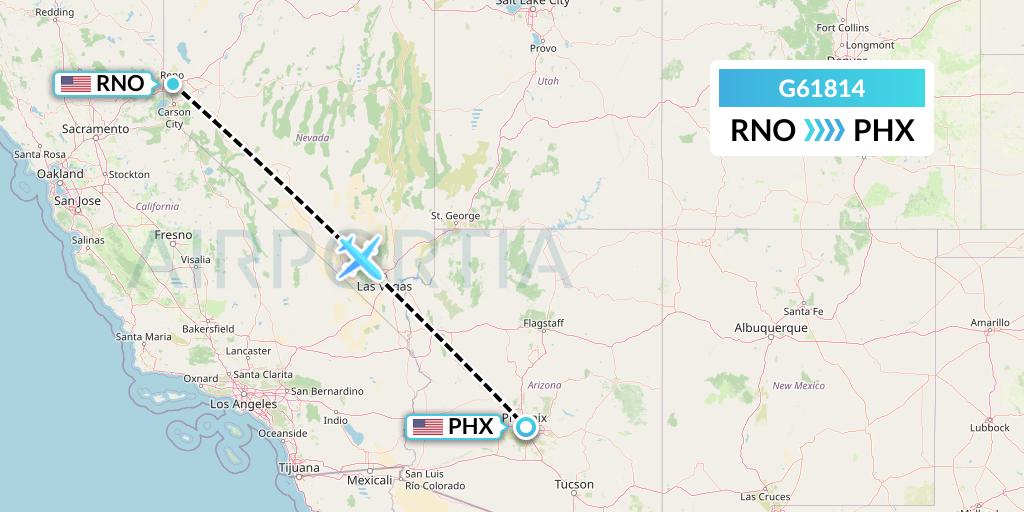 G61814 Fly Arna Flight Map: Reno to Phoenix