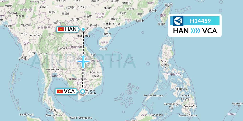 H14459 Hahn Air Systems Flight Map: Hanoi to Can Tho