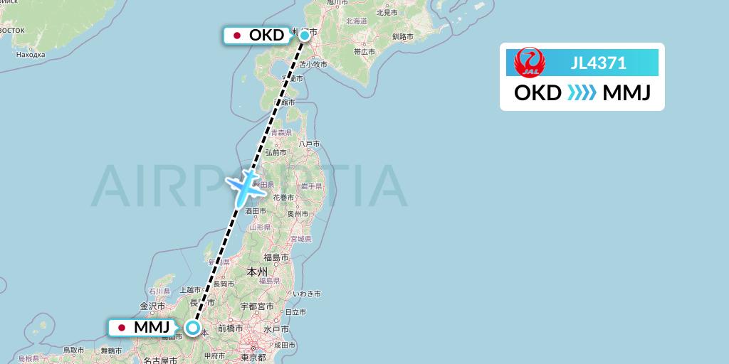 JL4371 Japan Airlines Flight Map: Sapporo to Matsumoto