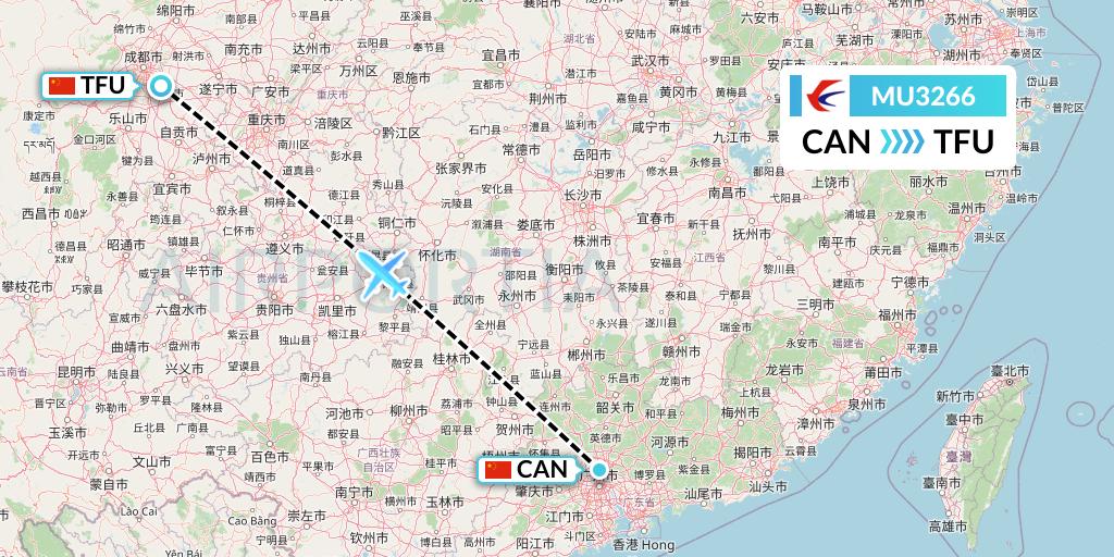 MU3266 China Eastern Airlines Flight Map: Guangzhou to Chengdu