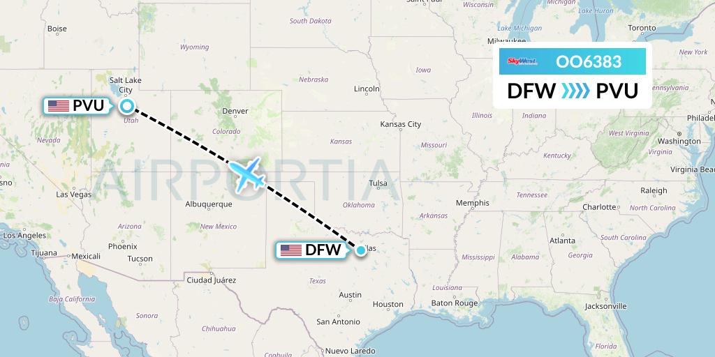 OO6383 SkyWest Airlines Flight Map: Dallas to Provo