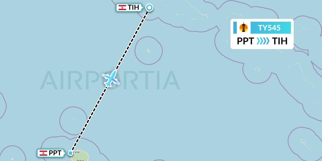 TY545 Air Caledonie Flight Map: Papeete to Tikehau