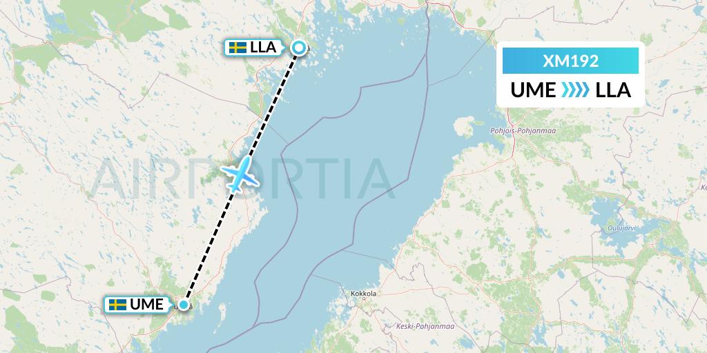 XM192 Zimex Aviation Ltd Flight Map: Umea to Lulea