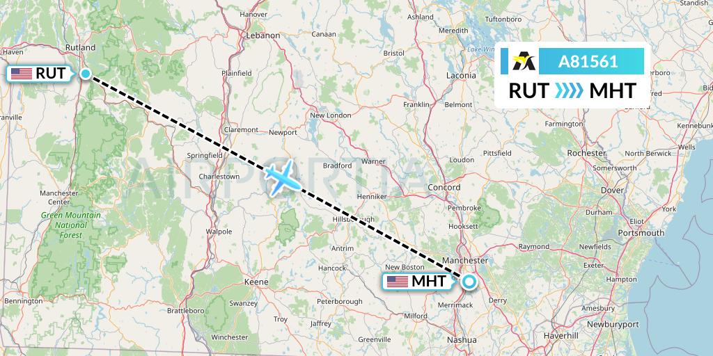 A81561 Aerolink Uganda Flight Map: Rutland to Manchester