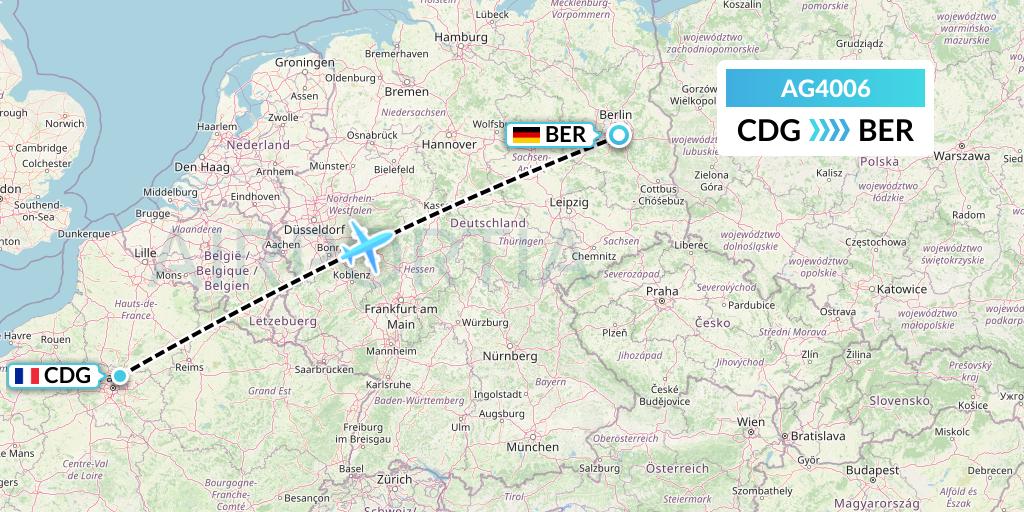 AG4006 Aruba Airlines Flight Map: Paris to Berlin