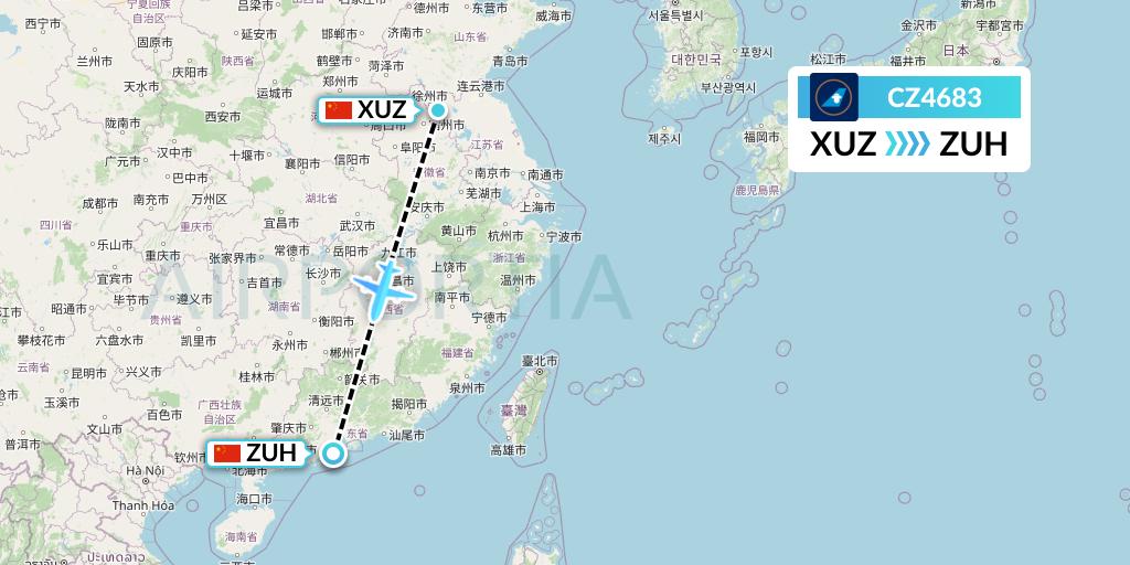 CZ4683 China Southern Airlines Flight Map: Xuzhou to Zhuhai