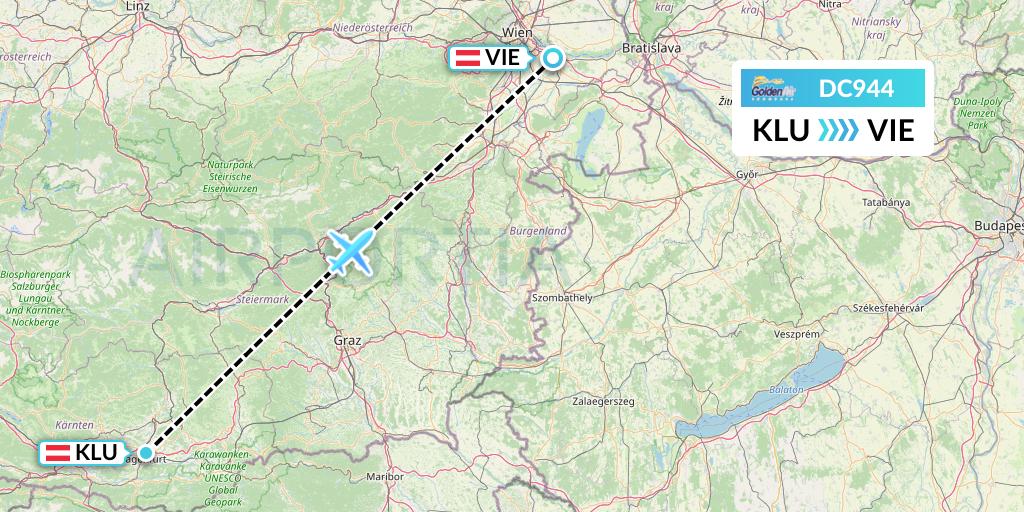 DC944 Braathens Regional Flight Map: Klagenfurt to Vienna