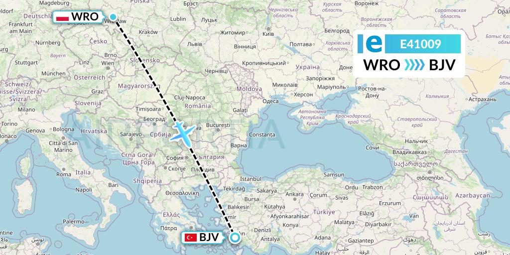 E41009 Estelar Latinoamerica C.A. Flight Map: Wroclaw to Bodrum