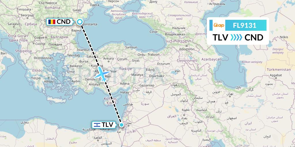 FL9131 AirTran Flight Map: Tel Aviv to Constanta