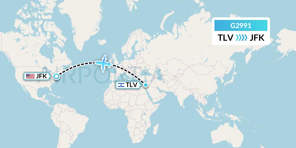 G2991 Albatros Airlines Flight Map: Tel Aviv to New York