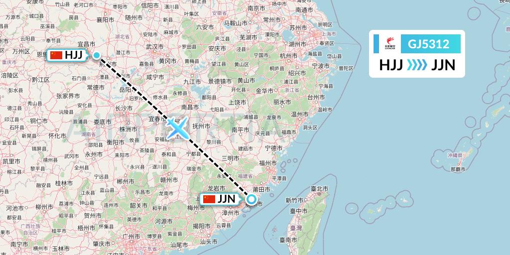 GJ5312 Loong Airlines Flight Map: Huaihua to Jinjiang