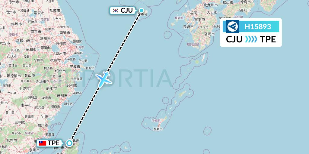H15893 Hahn Air Systems Flight Map: Jeju to Taipei