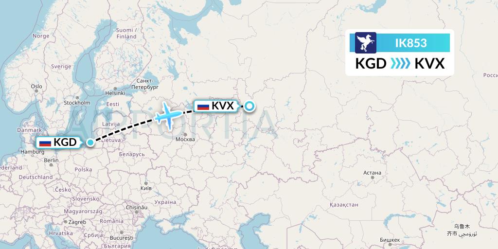 IK853 Air Kiribati Flight Map: Kaliningrad to Kirov
