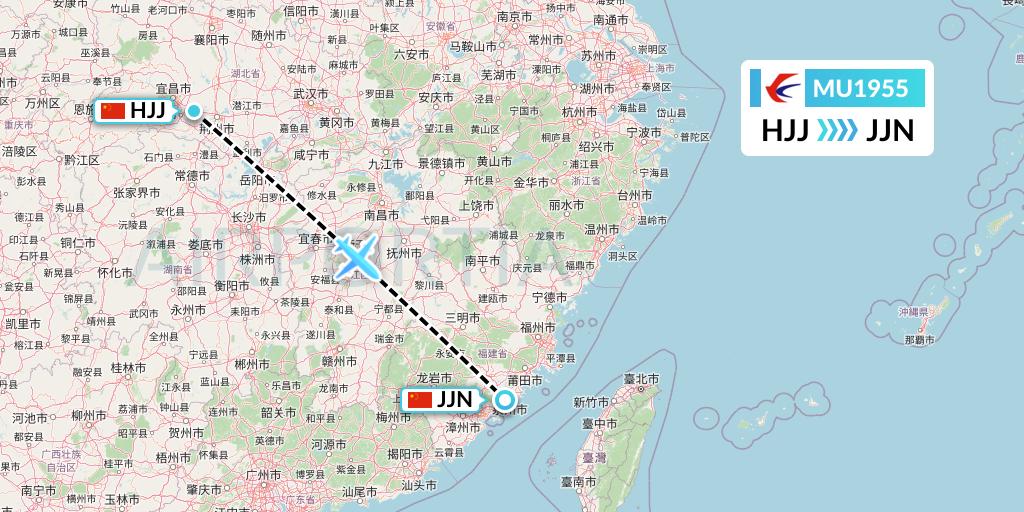 MU1955 China Eastern Airlines Flight Map: Huaihua to Jinjiang