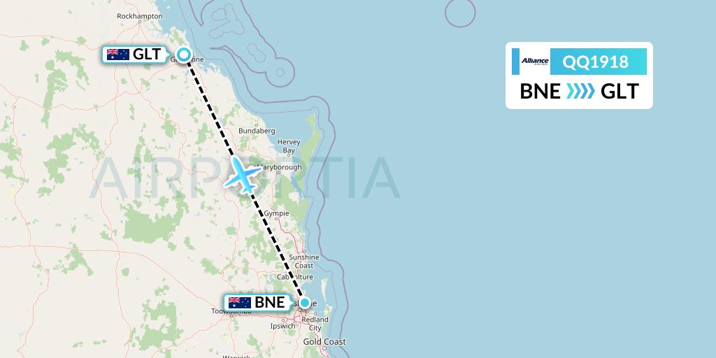 QQ1918 Alliance Airlines Flight Map: Brisbane to Gladstone
