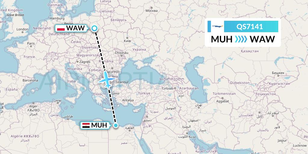 QS7141 Smartwings Flight Map: Mersa Matruh to Warsaw