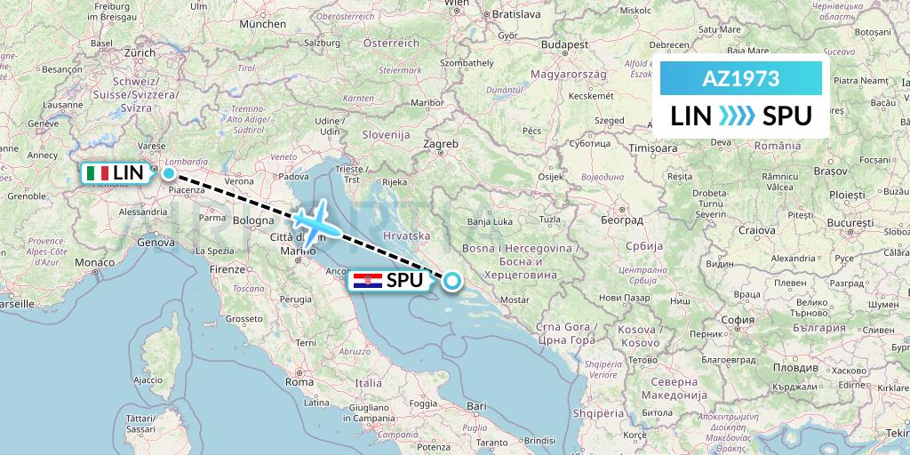 AZ1973 ITA Airways Flight Map: Milan to Split