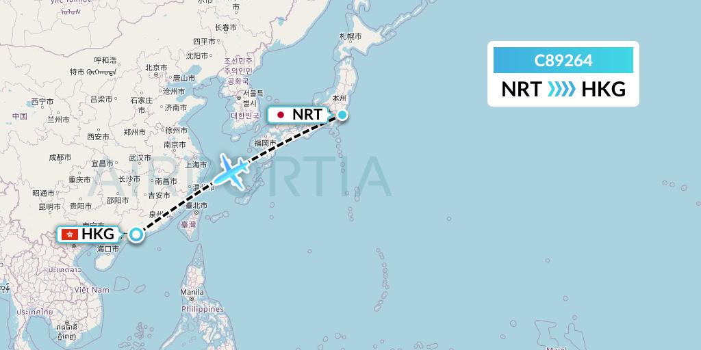 C89264 Cronos Airlines Flight Map: Tokyo to Hong Kong