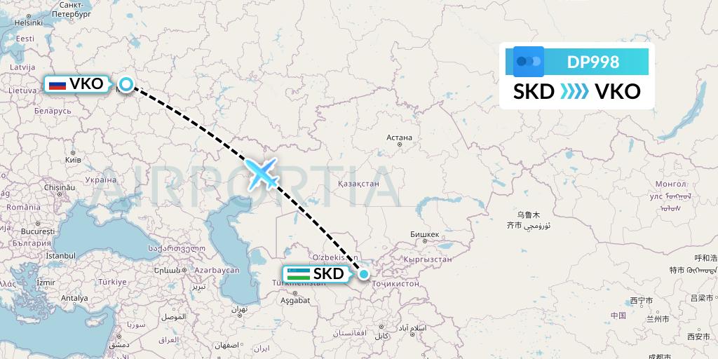 DP998 Pobeda Flight Map: Samarkand to Moscow