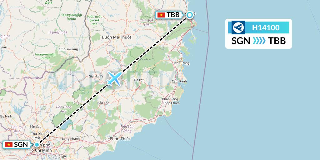 H14100 Hahn Air Systems Flight Map: Ho Chi Minh City to Tuy Hoa