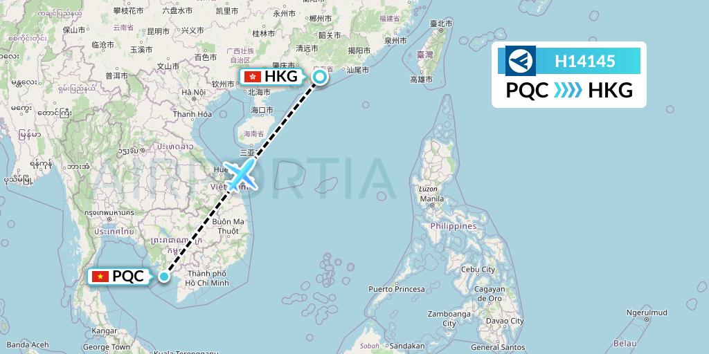 H14145 Hahn Air Systems Flight Map: Phu Quoc to Hong Kong