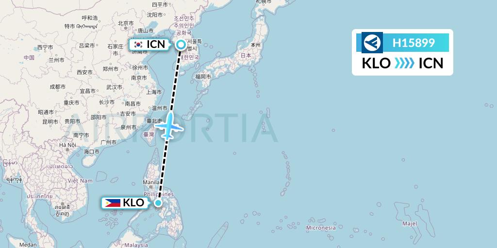H15899 Hahn Air Systems Flight Map: Kalibo to Seoul