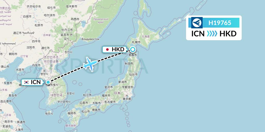H19765 Hahn Air Systems Flight Map: Seoul to Hakodate