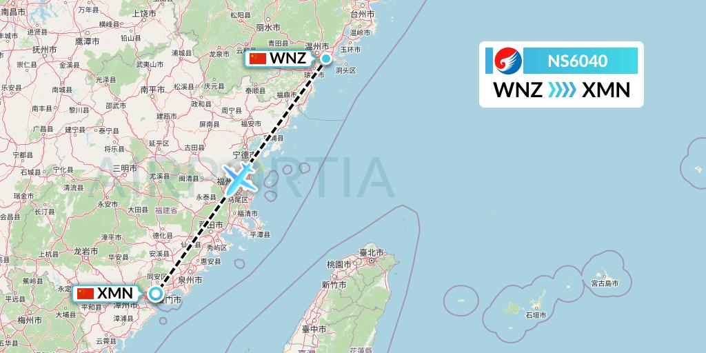 NS6040 Hebei Airlines Flight Map: Wenzhou to Xiamen