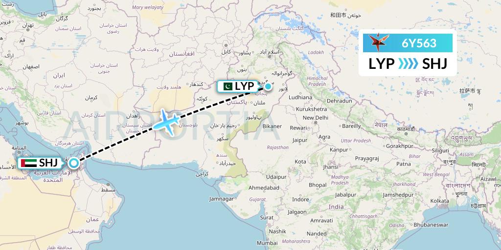 6Y563 SmartLynx Flight Map: Faisalabad to Sharjah