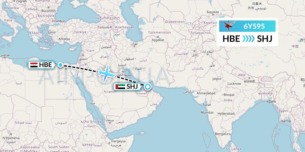 6Y595 SmartLynx Flight Map: Alexandria to Sharjah