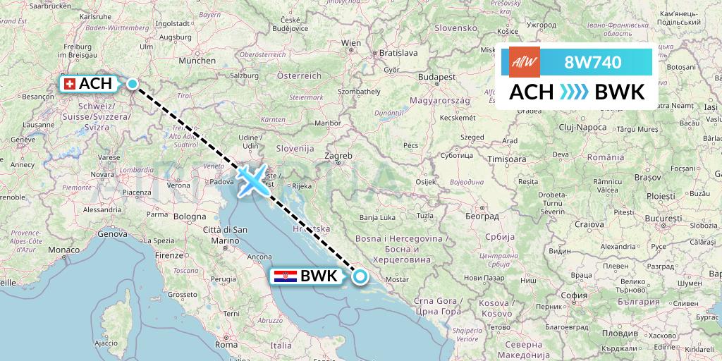 8W740 Fly AllWays Flight Map: St. Gallen to Bol