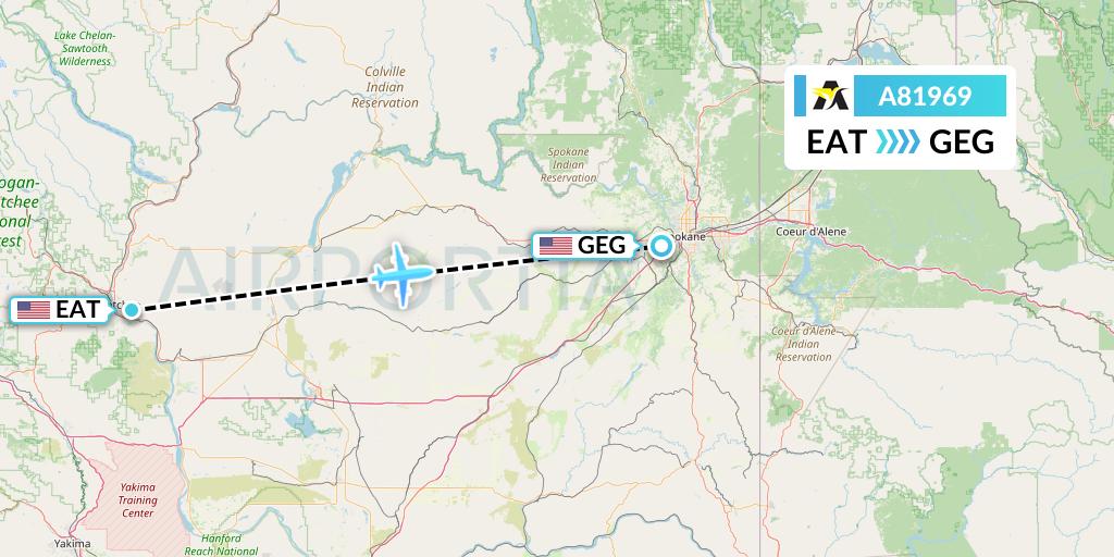 A81969 Aerolink Uganda Flight Map: Wenatchee to Spokane