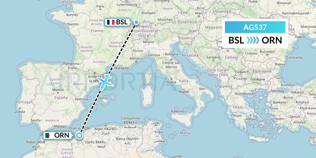 AG537 Aruba Airlines Flight Map: Basel to Oran