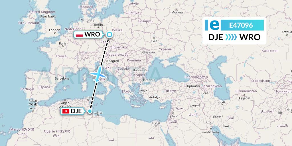 E47096 Estelar Latinoamerica C.A. Flight Map: Djerba to Wroclaw