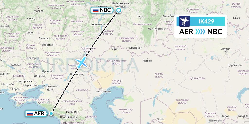 IK429 Air Kiribati Flight Map: Sochi to Naberezhnye Chelny