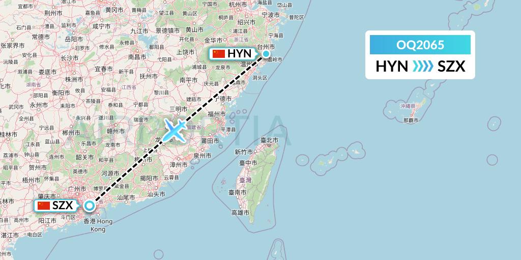 OQ2065 Chongqing Airlines Flight Map: Huangyan to Shenzhen