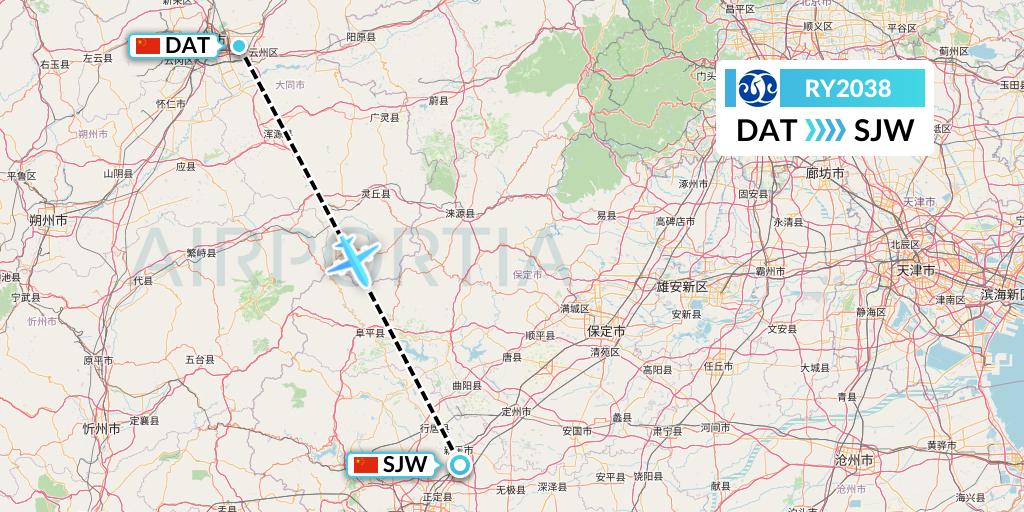 RY2038 Jiangxi Air Flight Map: Datong to Shijiazhuang