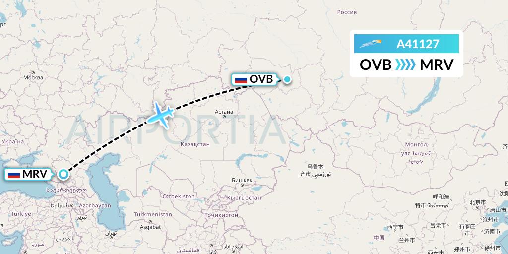 A41127 Azimuth Airlines Flight Map: Novosibirsk to Mineralnye Vody