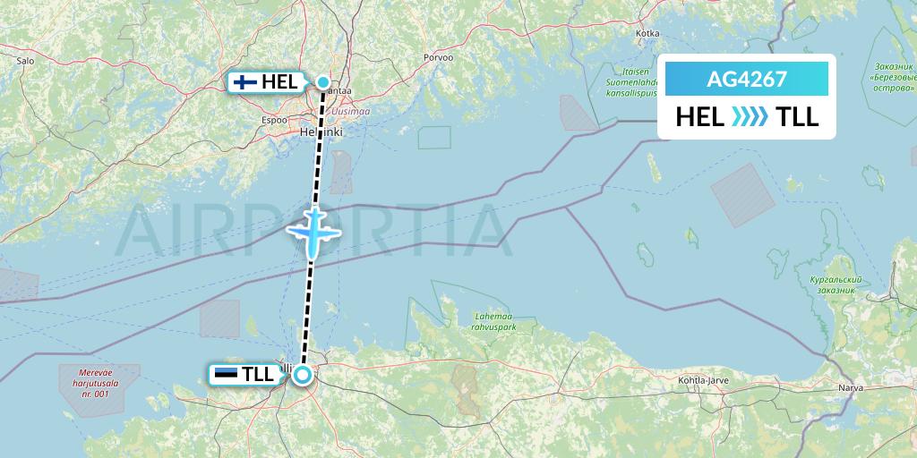 AG4267 Aruba Airlines Flight Map: Helsinki to Tallinn