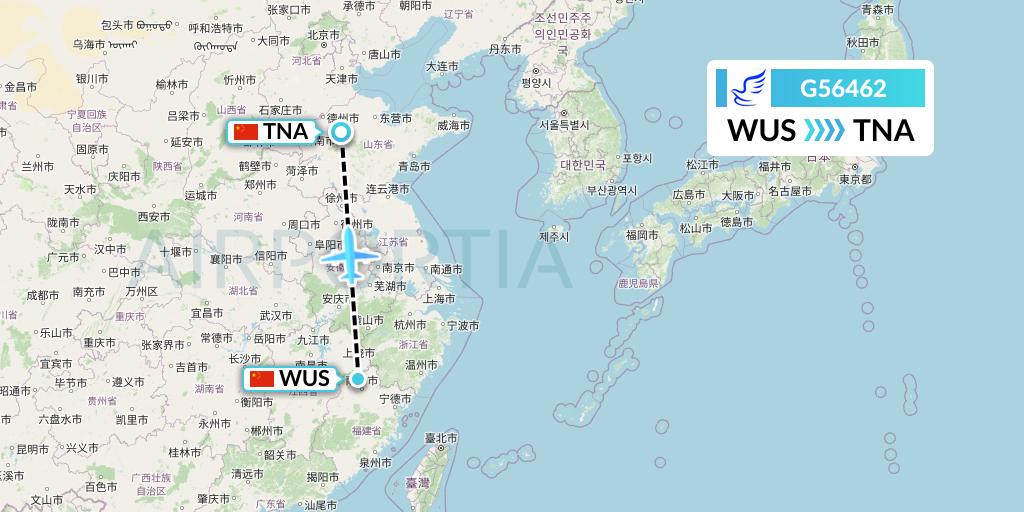 G56462 China Express Airlines Flight Map: Wuyishan to Jinan