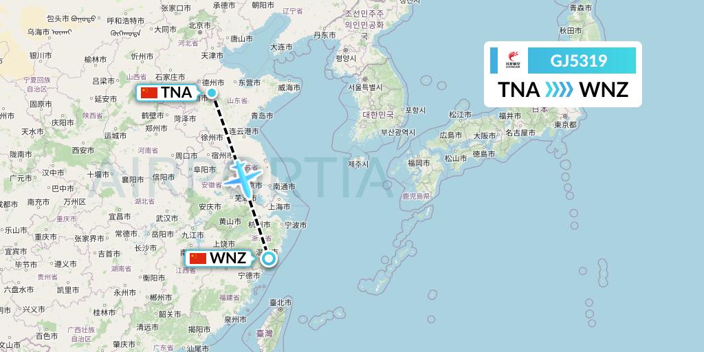 GJ5319 Loong Airlines Flight Map: Jinan to Wenzhou