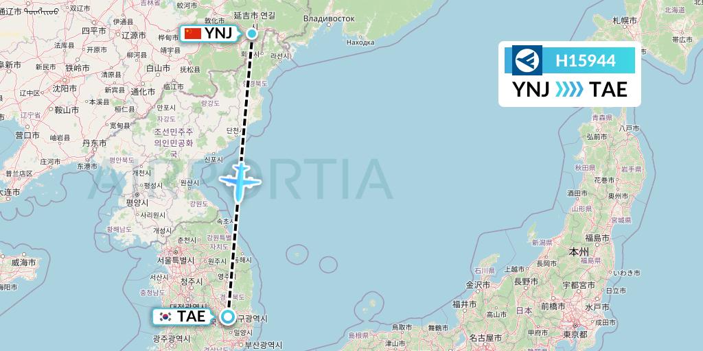 H15944 Hahn Air Systems Flight Map: Yanji to Daegu